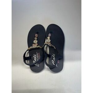 Skechers Cali Meditation Daisy Sandals Navy Blue Yoga Foam Women's Size 8